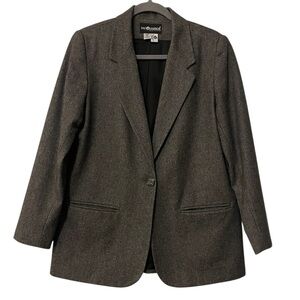 Sag Harbour Wool Blend One Button Charcoal Jacket, 8 Petite